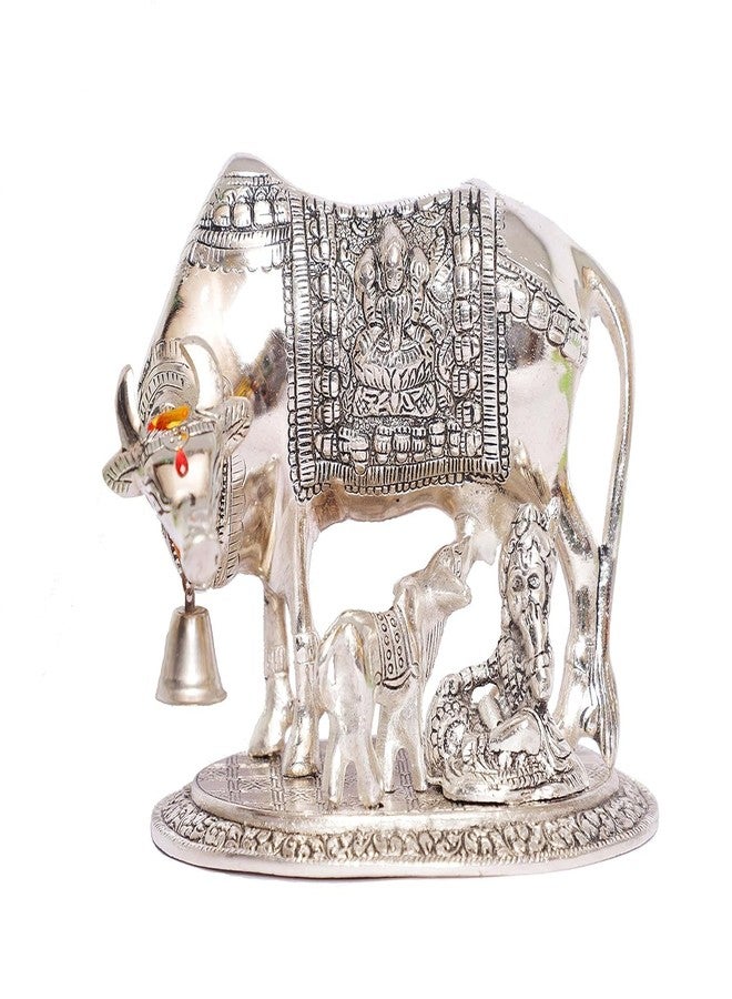 KridayKraft Kamdhenu Cow,Calf with Bal Gopal Krishna Metal Statue for Good Luck,Feng Shui As Table Top Figurine,Vastu,Religious Gau MATA Idol Home,Office&Table Decorative,Animal - Image 3